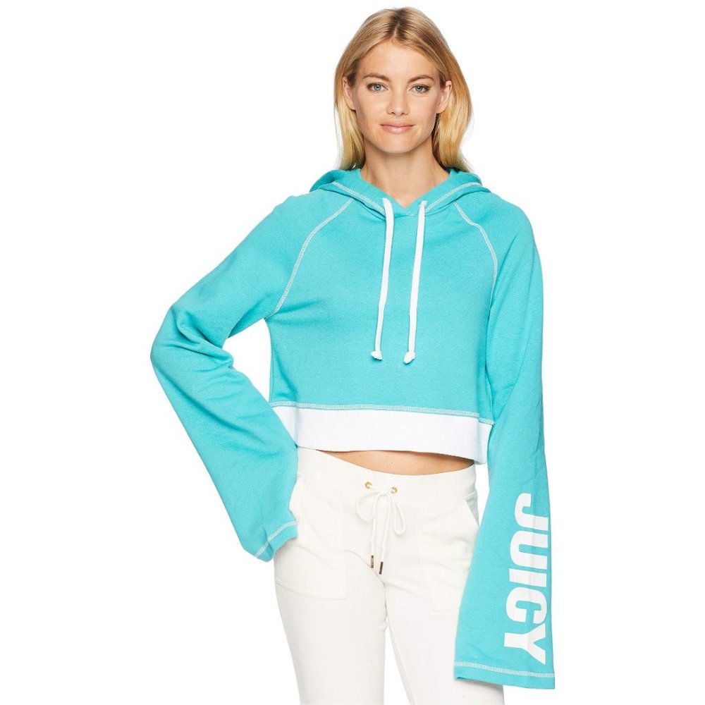 Juicy Couture Cobalt Blue Cropped Fleece Hoodie